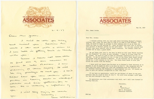 Lot of (2) 1987 Letters from The North Carolina Museum of History Written to James Jordan Regarding Michael Jordan